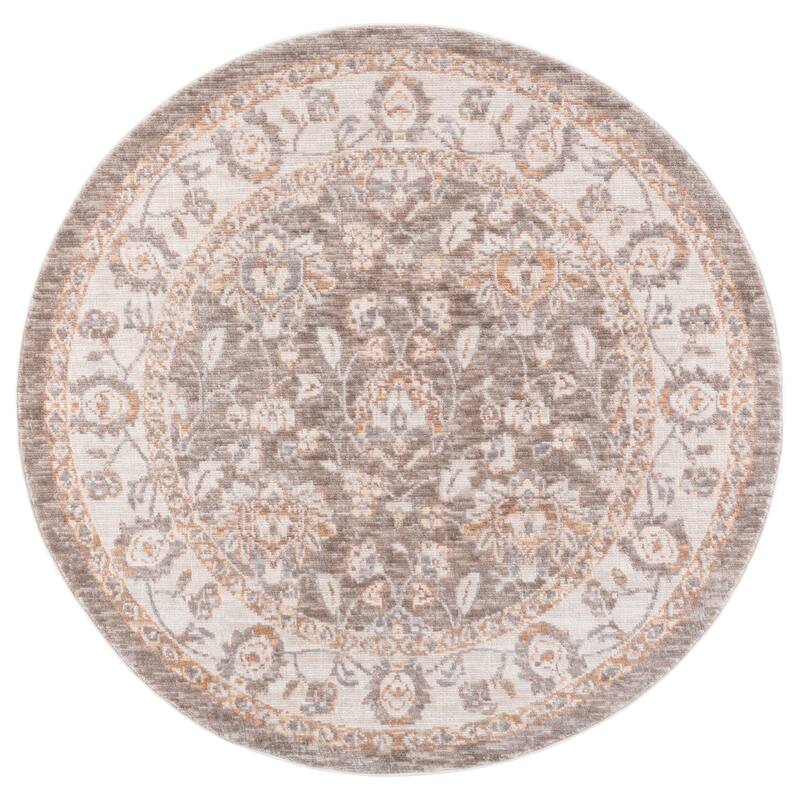 Martha Stewart by SAFAVIEH Cacilie Vintage Distressed Rug - 6'3" Round - Grey/Ivory