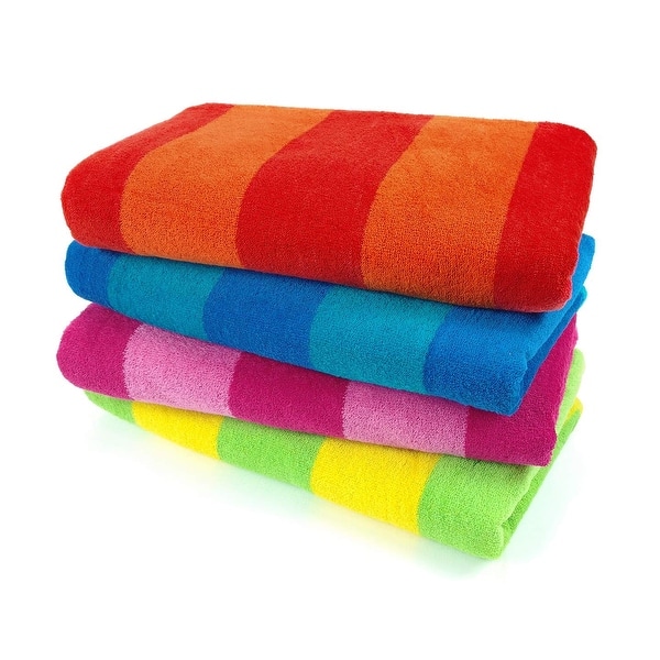 Kaufman - Soft and Plush ,100% Cotton Velour Tonal Stripe 30”x60” Highly Absorbent and Quick Dry Beach, Pool and Bath Towel - 104840-4pk