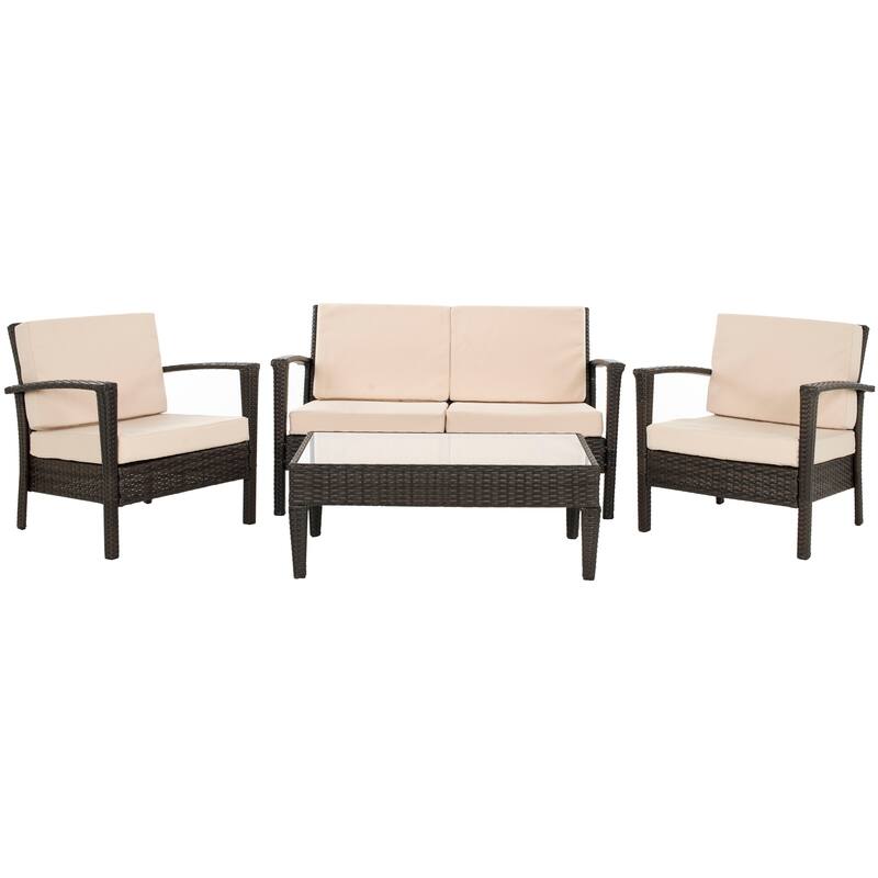 SAFAVIEH Outdoor Birka 4-Piece Patio Set - 48W x 26D x 28H