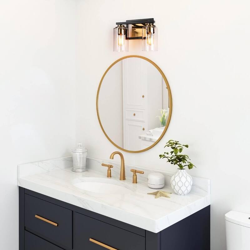 Modern Black Gold Seeded Glass Bathroom Vanity Lights Wall Lighting