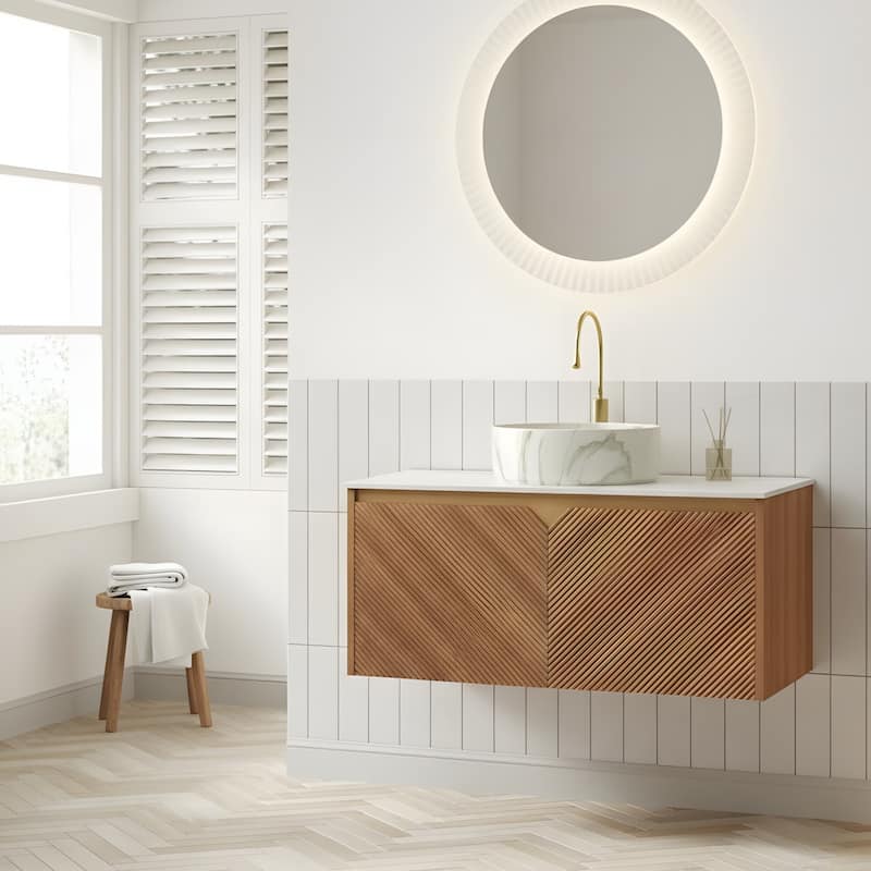 Wall-mounted Bathroom Vanity with Round Vessel Basin