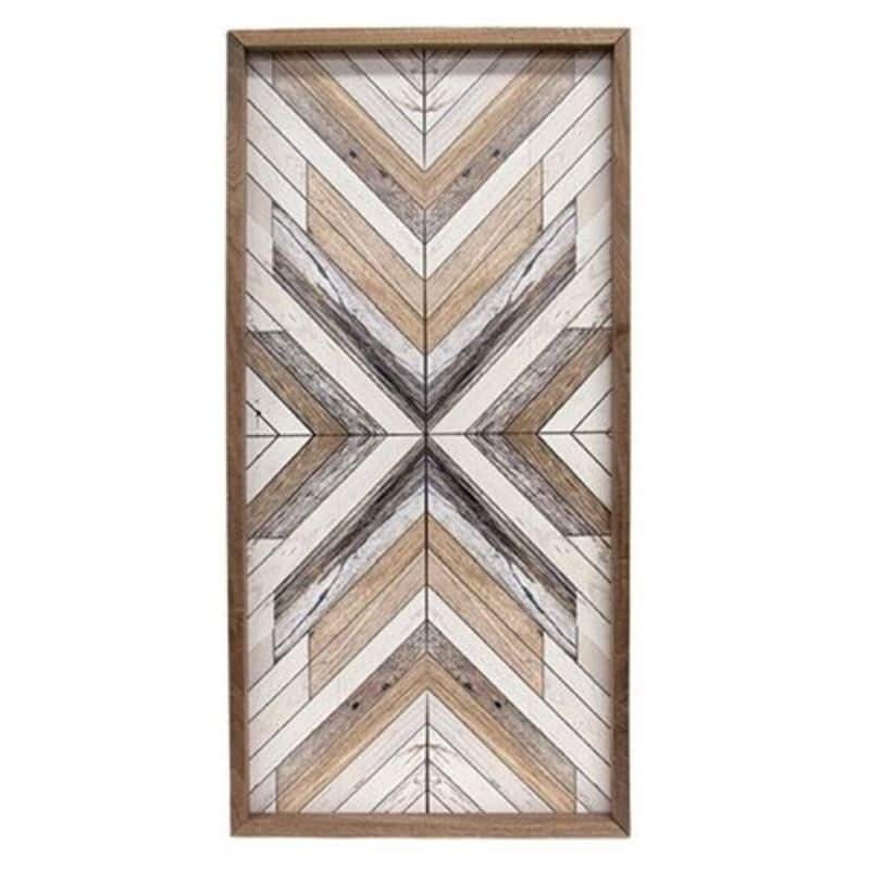 Chevron Pattern Driftwood Print Frame ideal for Display Hanging or Wall Decor - 24.5” high by 12.75” wide by 1.5” deep