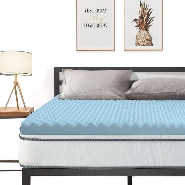 2inch High Density Convoluted Egg Shell Breathable Cool Gel Foam Topper,Adds Comfort to