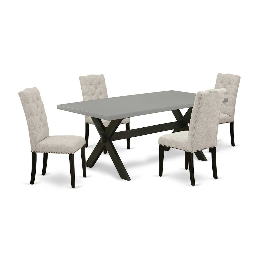 5-Piece Rectangular Dining Set - Kitchen Dinette Table with 4 Upholstered Chairs - 72