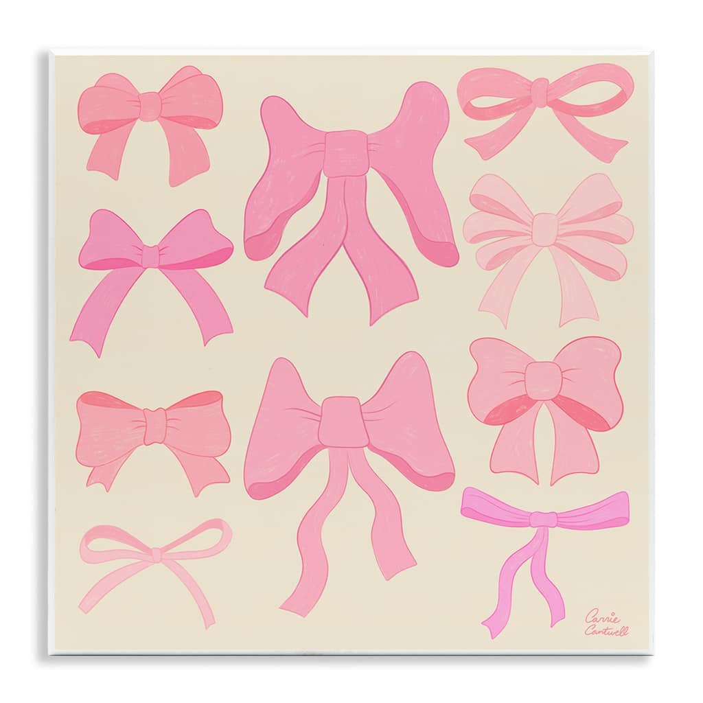 Stupell Trendy Pink Bows Assortment Wall Plaque Art Design By Carrie Cantwell