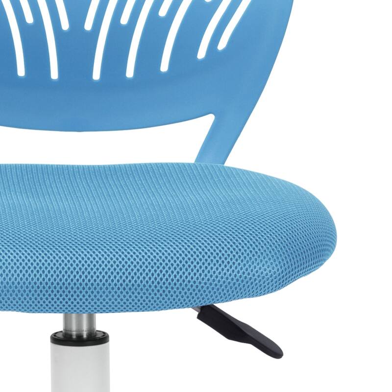 Turquoise and White Adjustable Height Swivel Rolling Office Chair