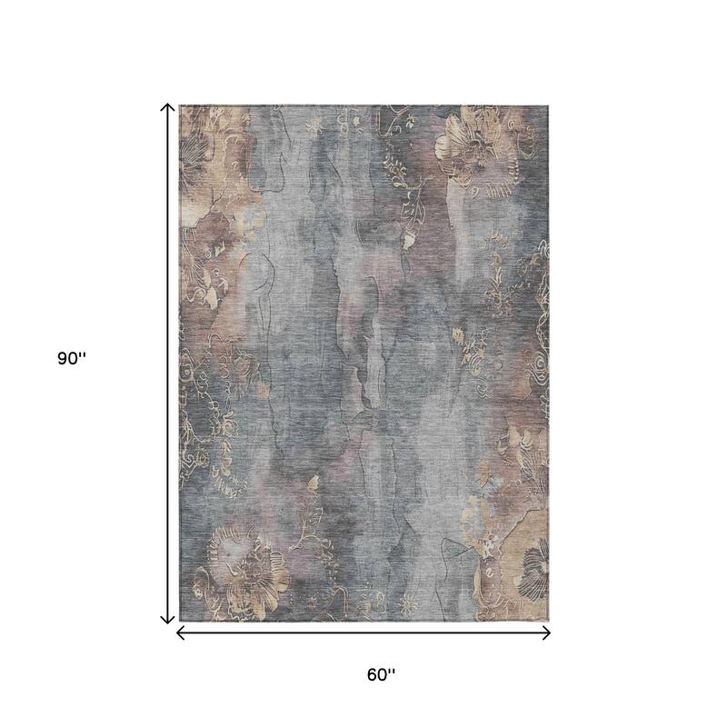 HomeRoots Floral Transitional Rectangle Outdoor Rug