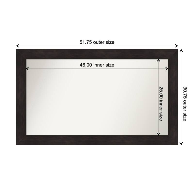 Furniture Espresso Framed Non-Beveled Custom Wall Mirror, Bathroom Vanity Mirror - Outer Size: 51.75 x 30.75