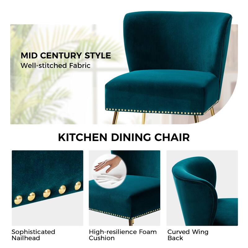 Celtia Modern Velvet Accent Side Chair with Nailhead Trim by HULALA HOME