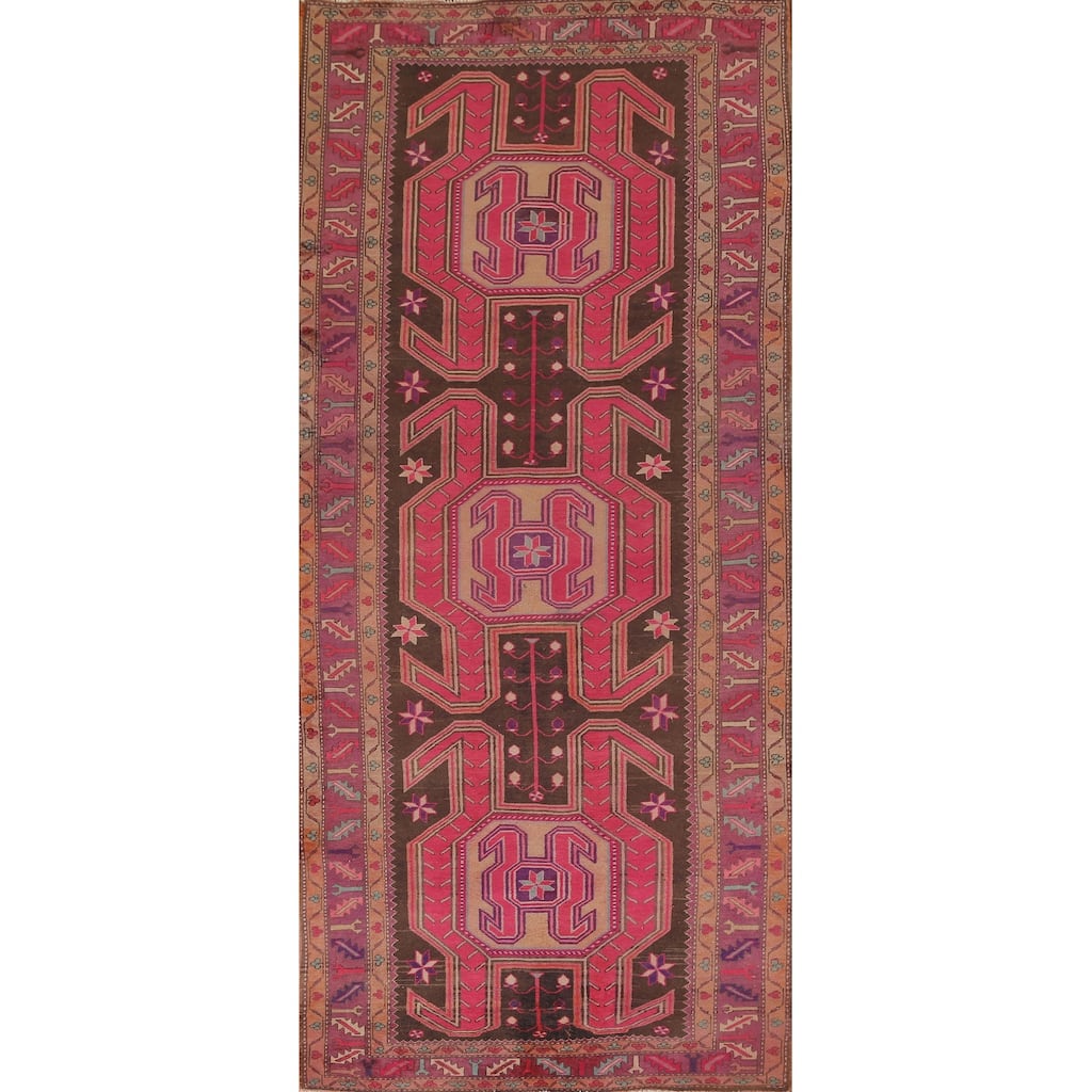 Over Dyed Meshkin Persian Vintage Runner Rug Handmade Wool Carpet - 4'5"x 10'11"