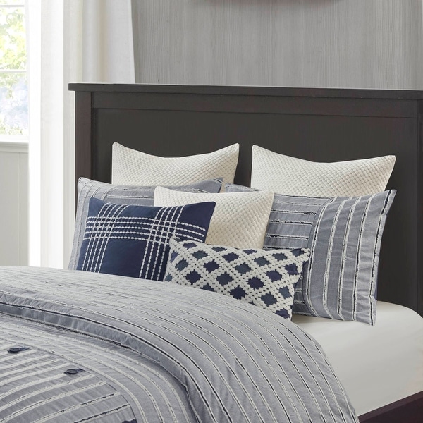 Madison Park Signature Essence Oversized Cotton Clipped Jacquard Comforter Set with Euro Shams and Throw Pillows On Sale Bed Bath Beyond 40898632
