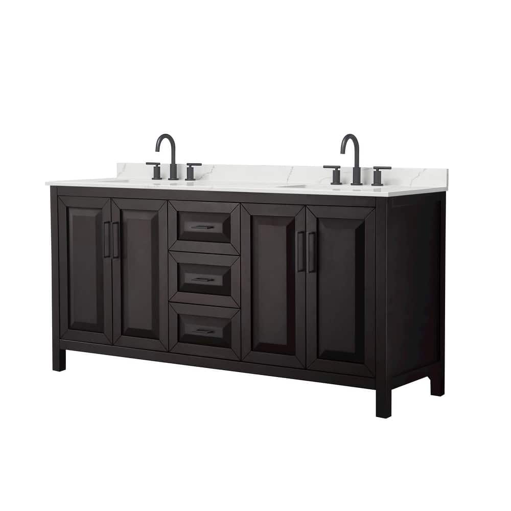 Daria 72-inch Double Vanity, 3 Hole Quartz Top