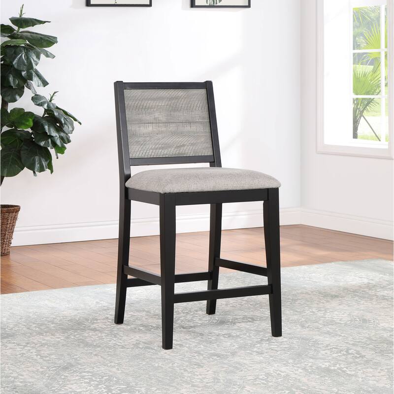Elodie Wood Counter Chair Grey and Black (Set of 2) - 19.75'' x 21.25'' x 40.75''