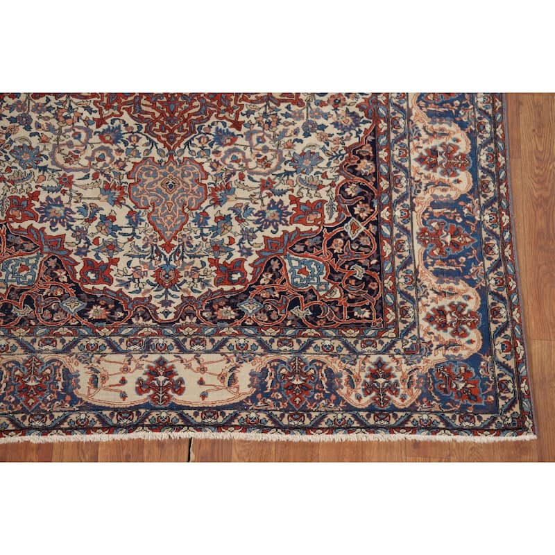 Pre-1900 Antique Isfahan Vegetable Dye Persian Rug Handmade Wool Carpet - 4'7" x 6'7"