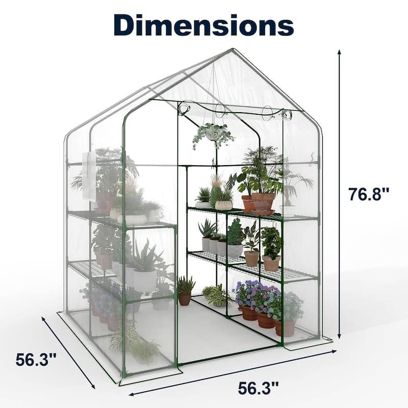 Portable Outdoor 3-Tier 12-Shelf Walk-in Greenhouse, Plant Shelter for Seedlings, Flowers, Vegetables