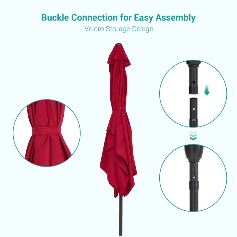Bonosuki 10x6.5ft Rectangular Aluminum Patio Market Umbrella