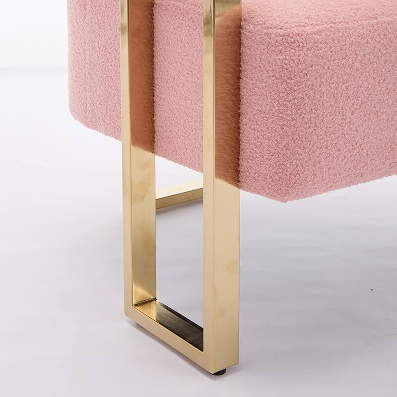 Simple And Stylish Accent Chair With Metal Foot, Teddy Velvet Upholstered Sofas For Bedroom, Living Room, Balcony, Office