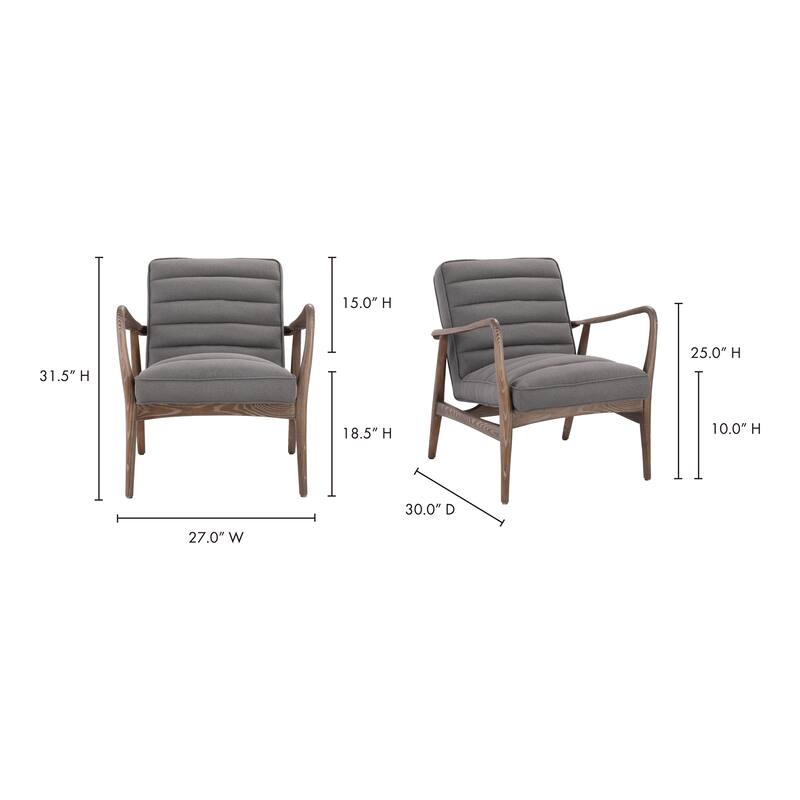Aurelle Home Ash Wood and Upholstery Arm Chair - 30" wide x 27" deep