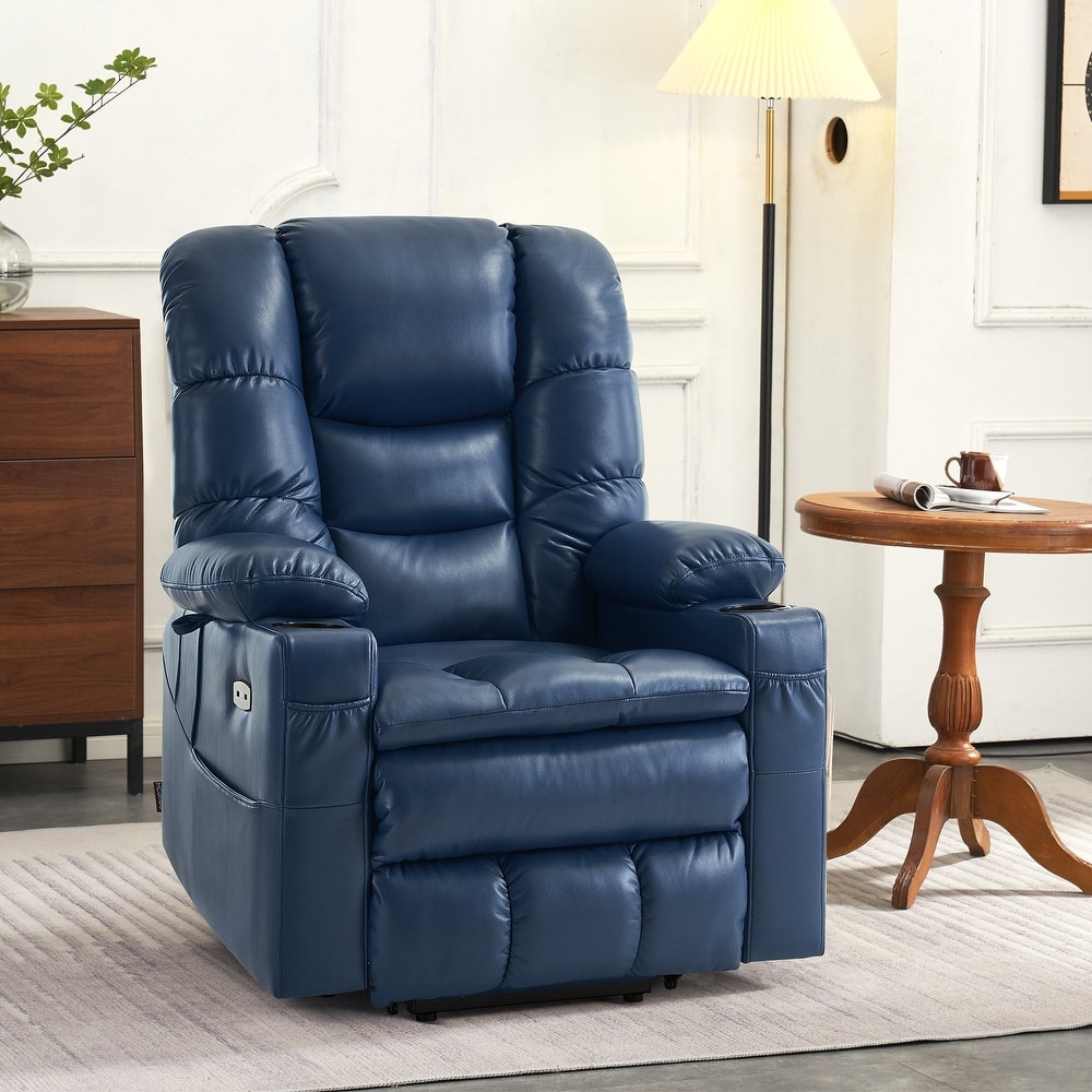 MCombo Large Dual Motor Power Lift Recliner Chair with Massage and Dual Heating for Elderly People, Faux Leather 7634