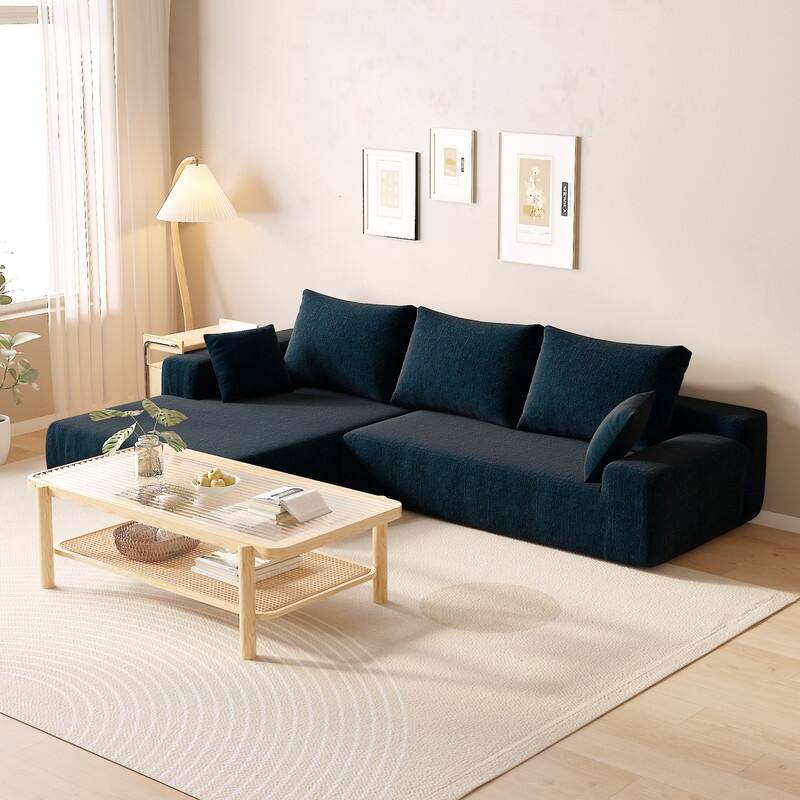 Momei L-Shaped Sofa - High-Density Foam with Spring, Multiple Cushions, Living Room
