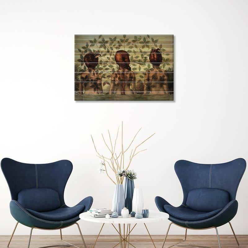Sisters Print On Wood by Catrin Welz-Stein - Multi-Color