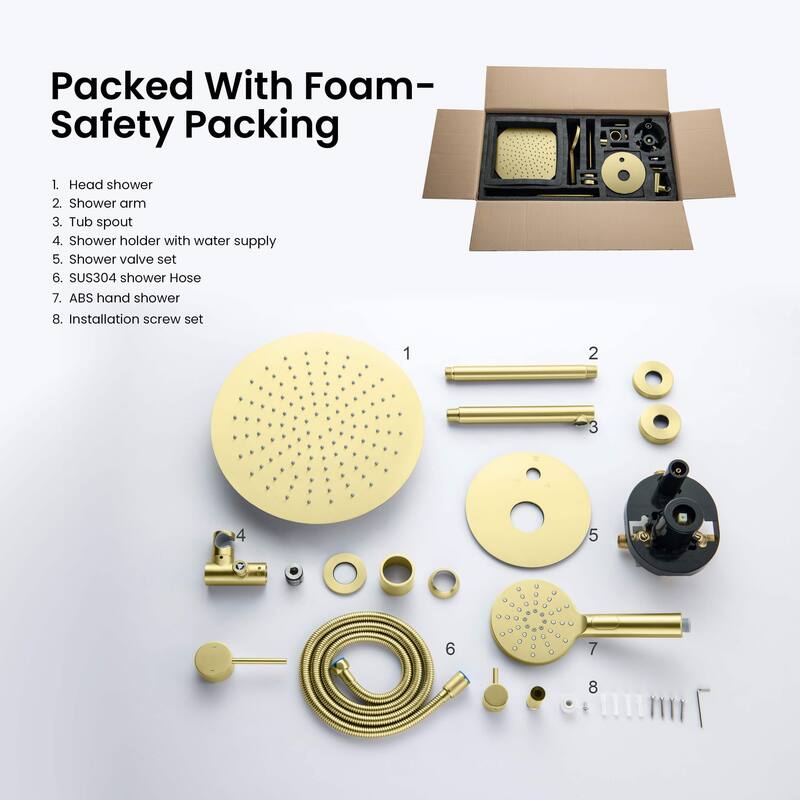 Pressure Balanced Ceiling Mounted 3-Function Shower System with Rough In Valve