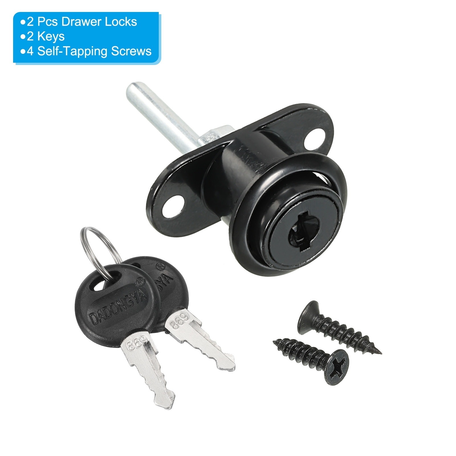 19mm Drawer Locks with Keys, 2 Pack Zinc Alloy Office Drawer Lock