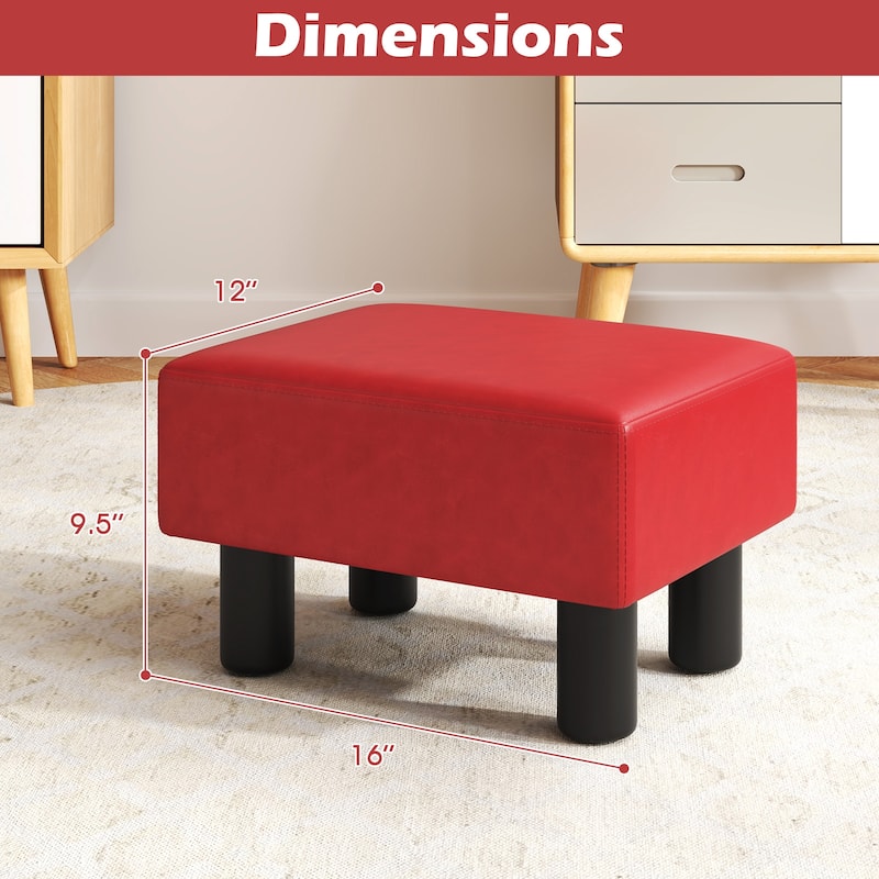 Gymax PU Leather Ottoman Rectangular Footrest Small Stool - See Details