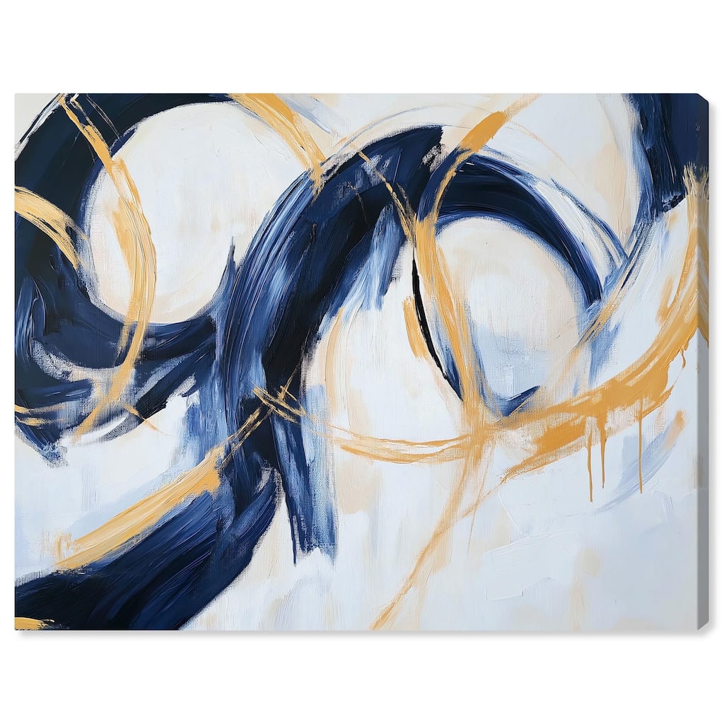 Navy and Gold Rings I Canvas by Art Remedy, Gallery Wrapped