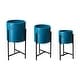 preview thumbnail 21 of 23, Glitzhome Modern Metal 3-piece Plant Stand Set Blue