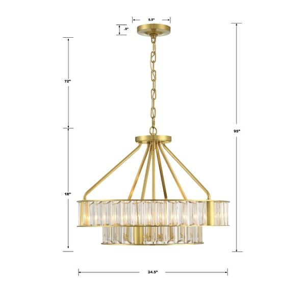 Libby Langdon for Crystorama Farris 6 Light Aged Brass Chandelier - 24.5"W x 20"H x 24.5"D