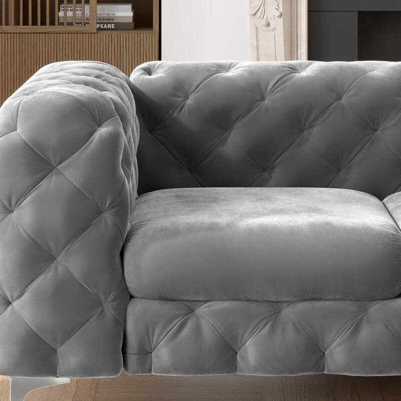 Corvus Aosta Tufted Velvet Loveseat and Sofa Living Room Chesterfield Set