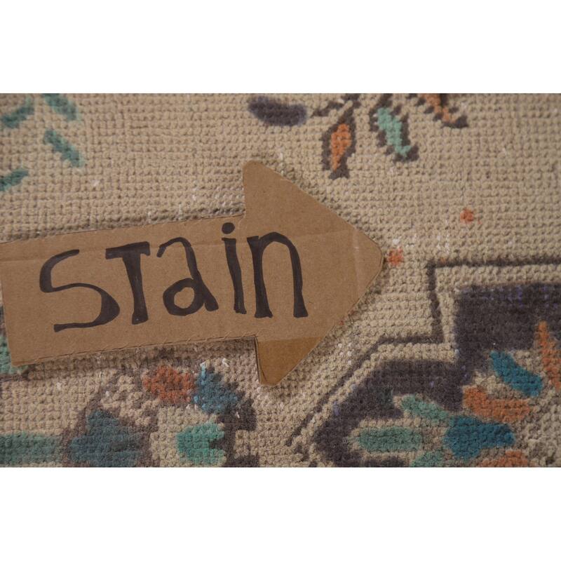 Hand Knotted Oriental 100% Wool Carpet Traditional Floral Beige & Ivories Tabriz Area Rug - 9' 6'' X 6' 7''