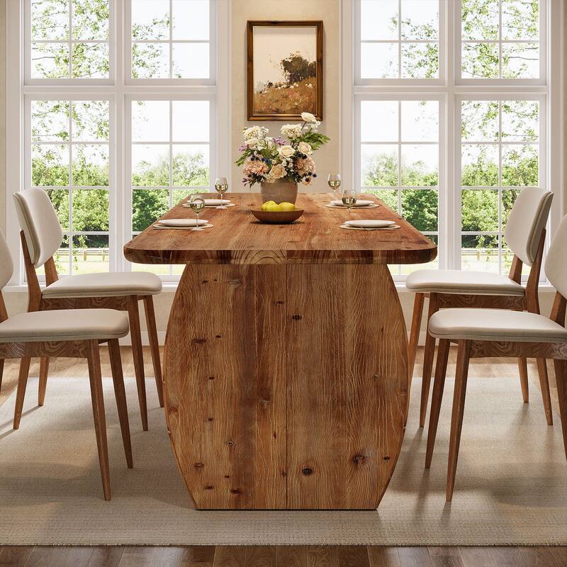 63-Inch Solid Wood Dining Table with Sturdy Legs