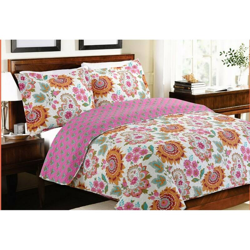 Cozy Line Veneto Floral 3-Piece Quilt Bedding Set