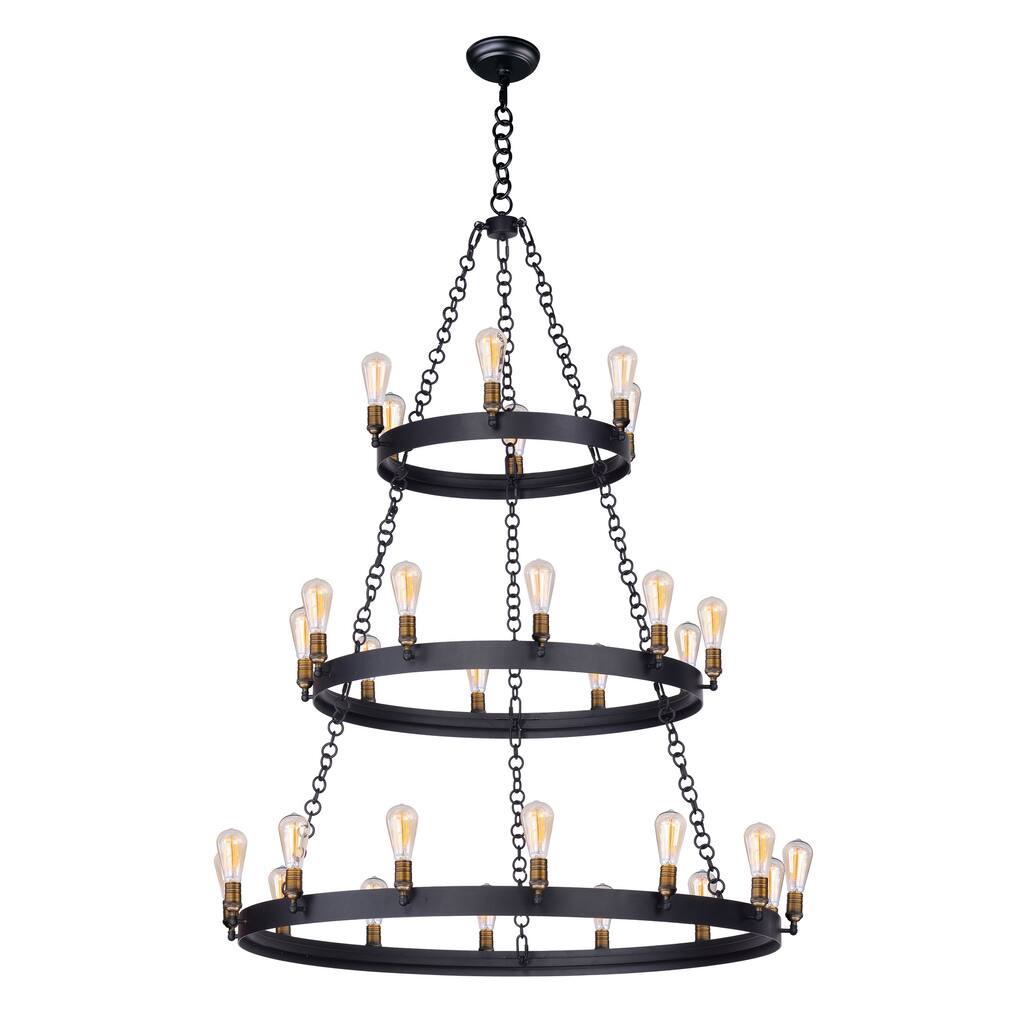 Noble 30-Light Chandelier in Black / Natural Aged Brass