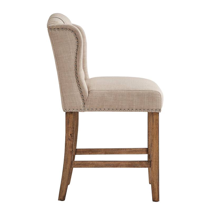 Lakin Tufted Linen Upholstered Stool (Set of 2) by iNSPIRE Q Artisan