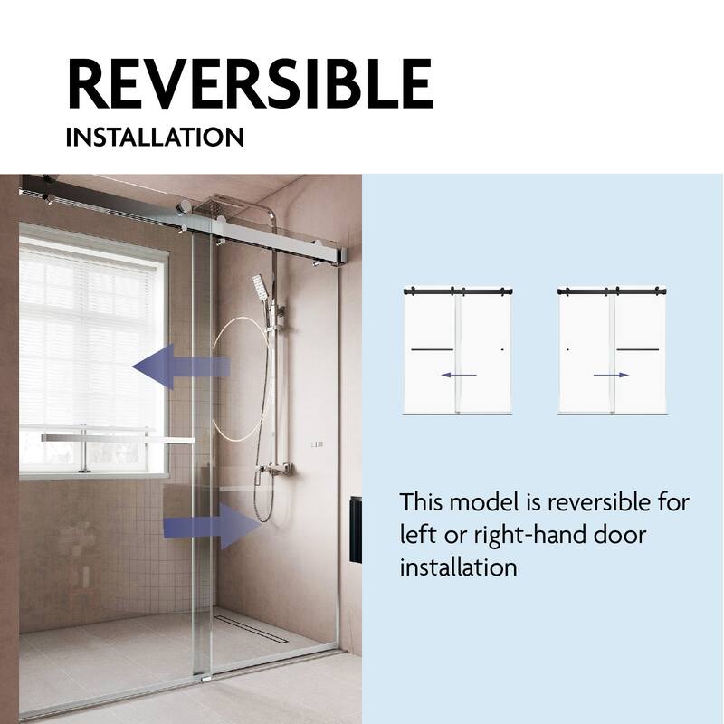 VS Series 68" - 72" W X 78" H Soft Closing Frameless Double Sliding Shower Doors With 3/8" Tempered Clear Glass