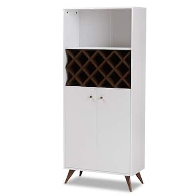 Modern Wine Cabinet with Glass Rack Drawer and Open Shelves - 66.14" High x 27.95" Wide x 13.39" Deep