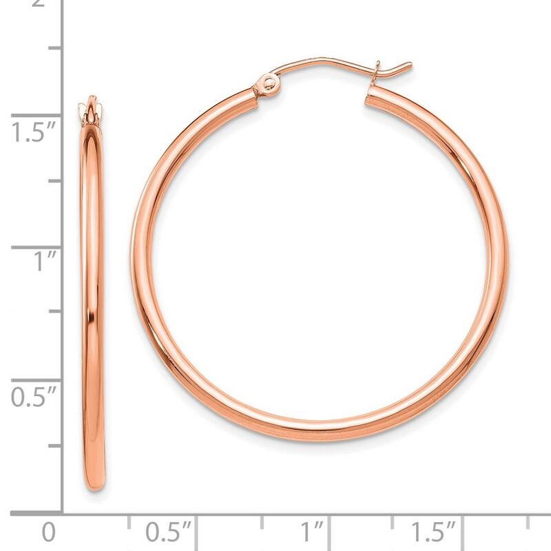 Curata 14k Rose Gold Polished Hoop Earrings - 35x35mm
