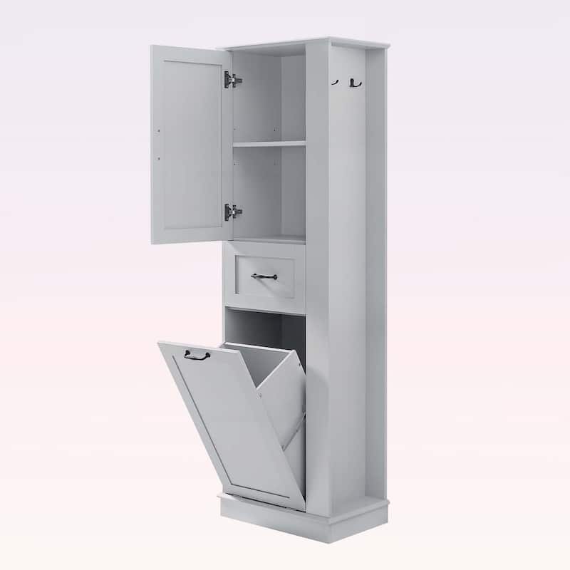 Modern Tall Storage Cabinet with Tilt-Out Compartment,Adjustable Shelves,for Bathroom & Home Organization