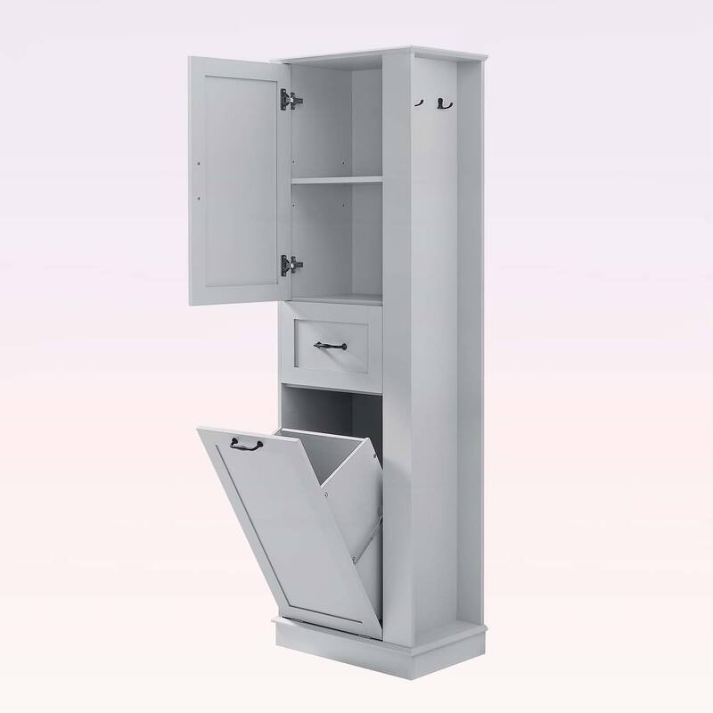 Tall Storage Cabinet with Tilt-Out Compartment,Adjustable Shelves,for Bathroom