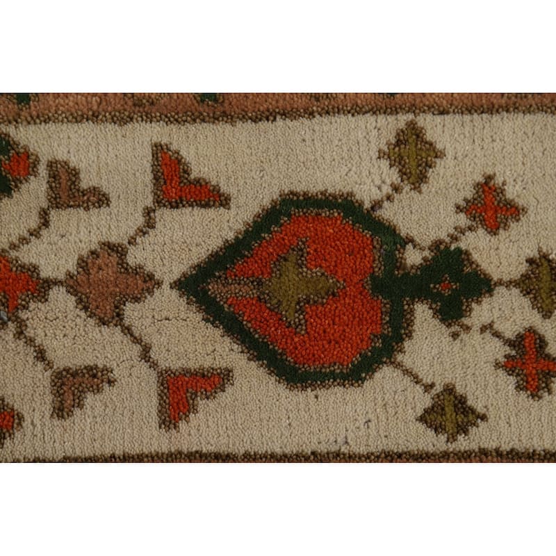 Light Blue Geometric Oushak Indian Area Rug Hand-Knotted Wool Carpet - 9'0"x 11'9"
