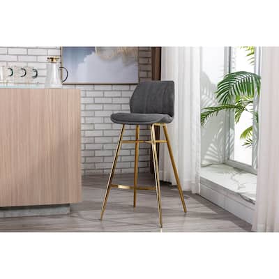 Porthos Home Cala Bar Stools Set of 2, Velvet Upholstery, Gold Chrome Legs