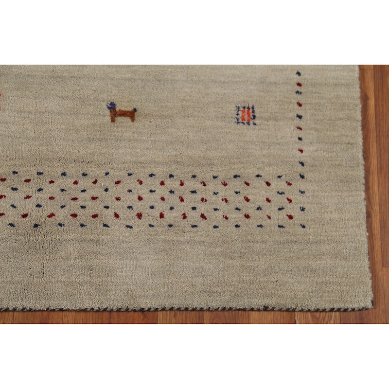 Tribal Animals Gabbeh Oriental Area Rug Handmade Wool Carpet - 4'7"x 6'5"