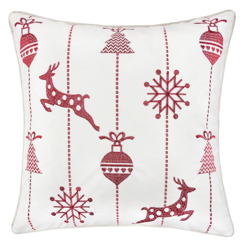 Reindeer Velvet 20" Square Christmas Throw Pillow