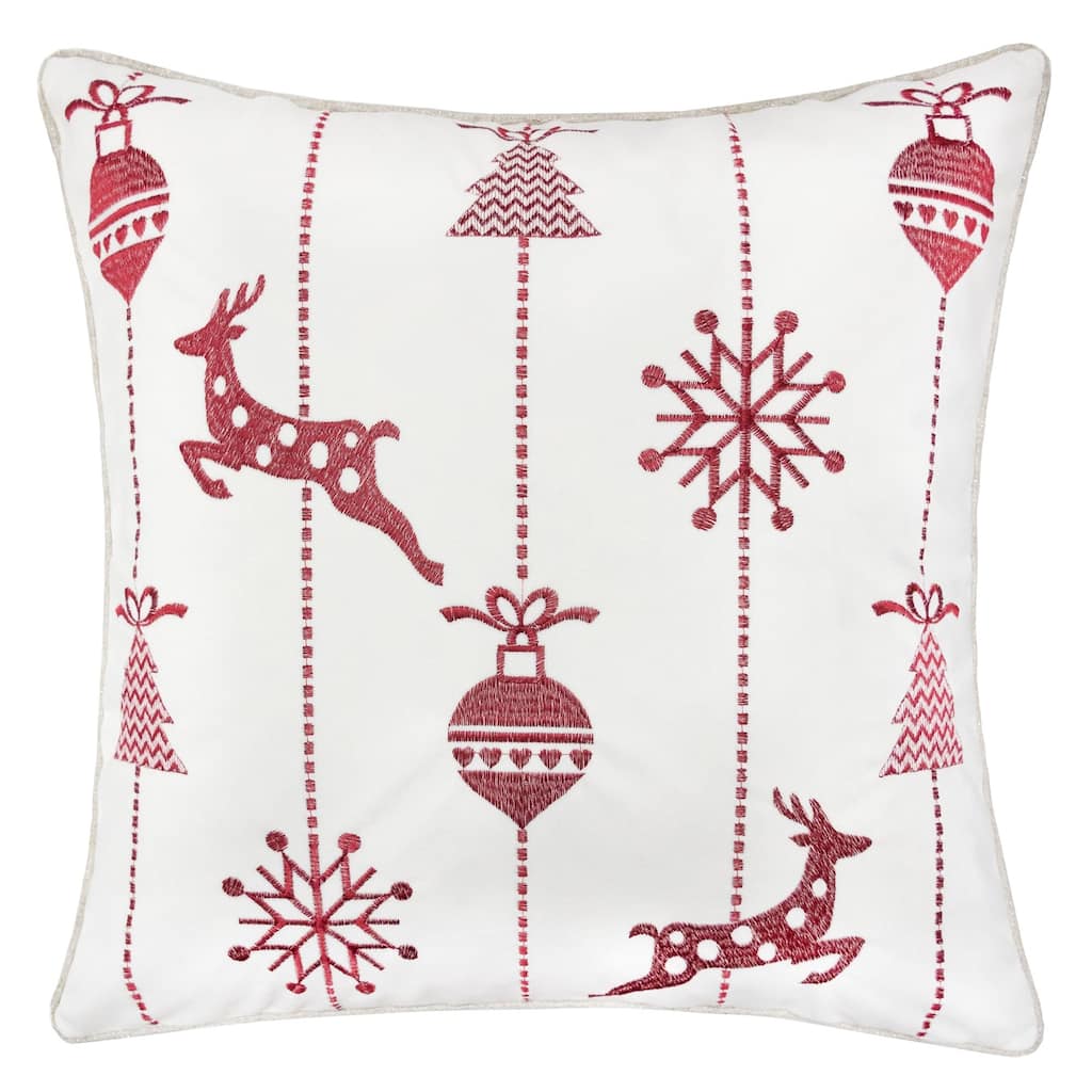 Reindeer Velvet 20" Square Christmas Throw Pillow