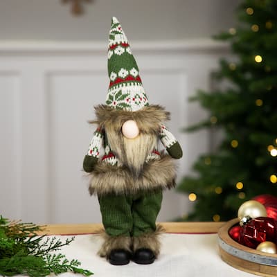 Standing Gnome with Knitted Outfit Christmas Figure - 19" - Green