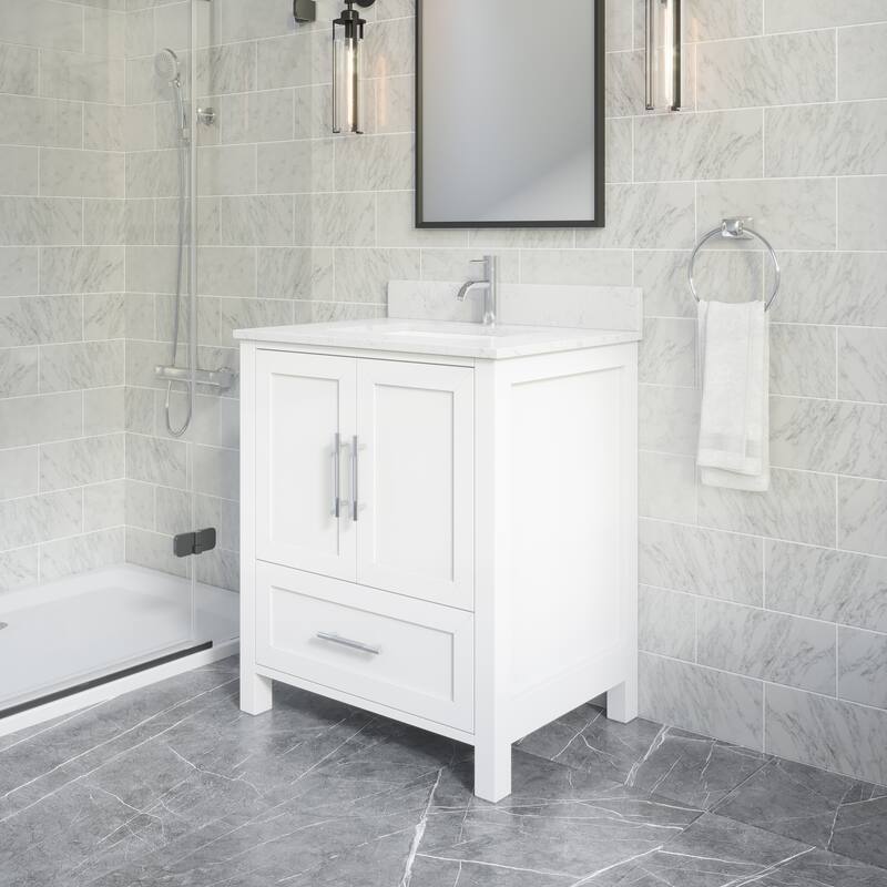 Banff 30-in Single Bath Vanity with Engineered Stone Top and Drawer Organizer
