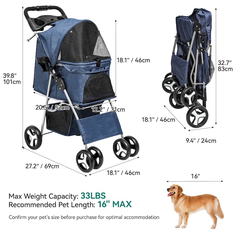Moasis Pet Stroller with Latch Closure